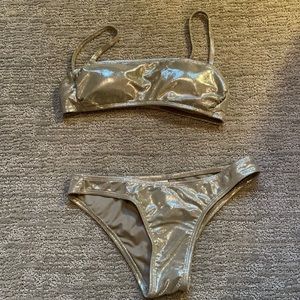 Two Piece Silver Sparkle w/ Light Brown Undertone